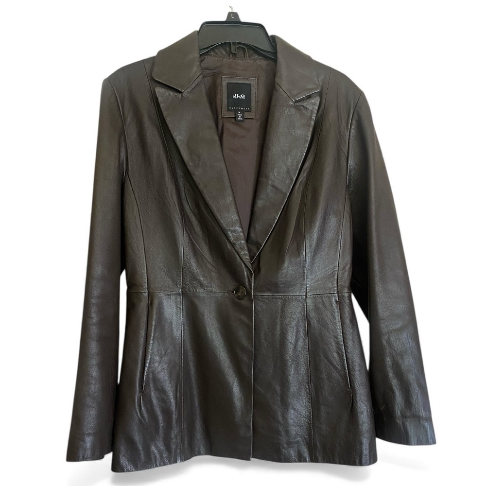JLC NEW YORK Leather Jacket/Blazer Chocolate Brown